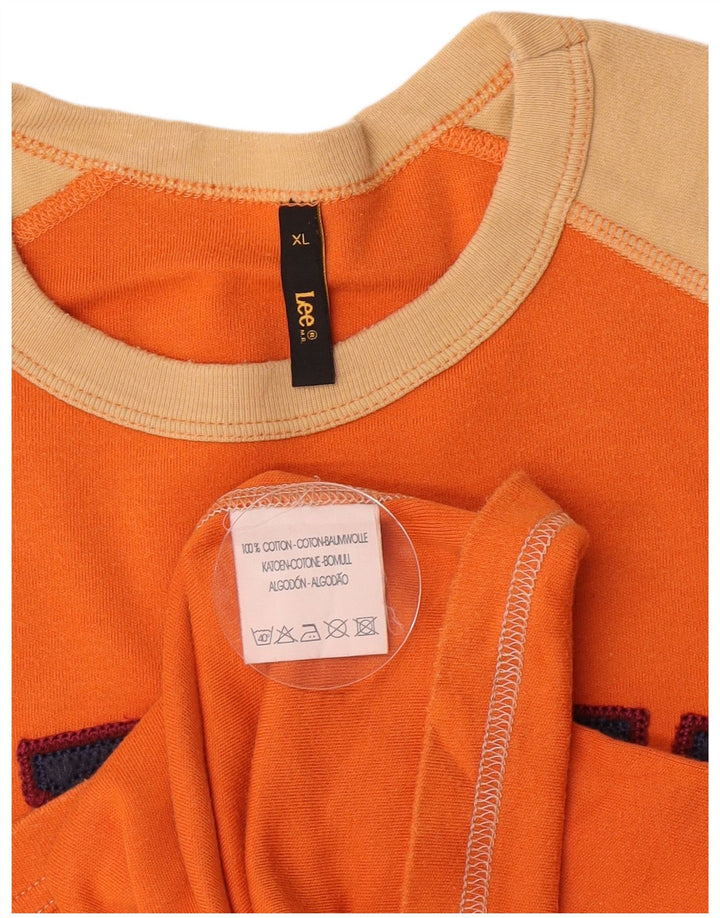 Lee Herren Grafik-Oberteil, langärmelig, XL, Orange, Colourblock-Baumwolle