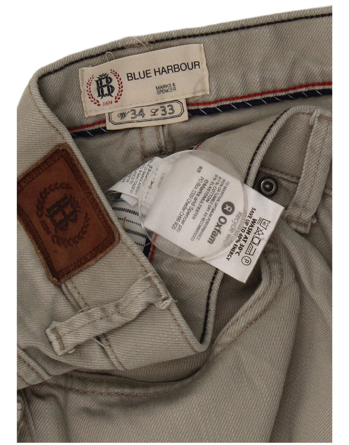 Marks & Spencer Herren Blue Harbour Straight Jeans W34 L33 Graue Baumwolle