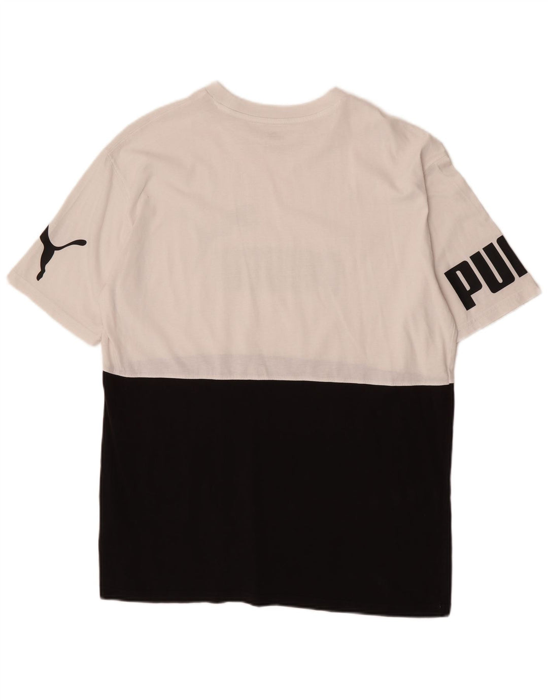 Puma Herren Grafik-T-Shirt-Oberteil aus mittelschwarzer Colourblock-Baumwolle