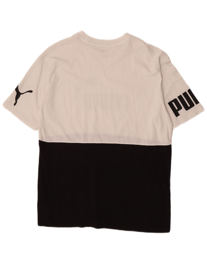 Puma Herren Grafik-T-Shirt-Oberteil aus mittelschwarzer Colourblock-Baumwolle