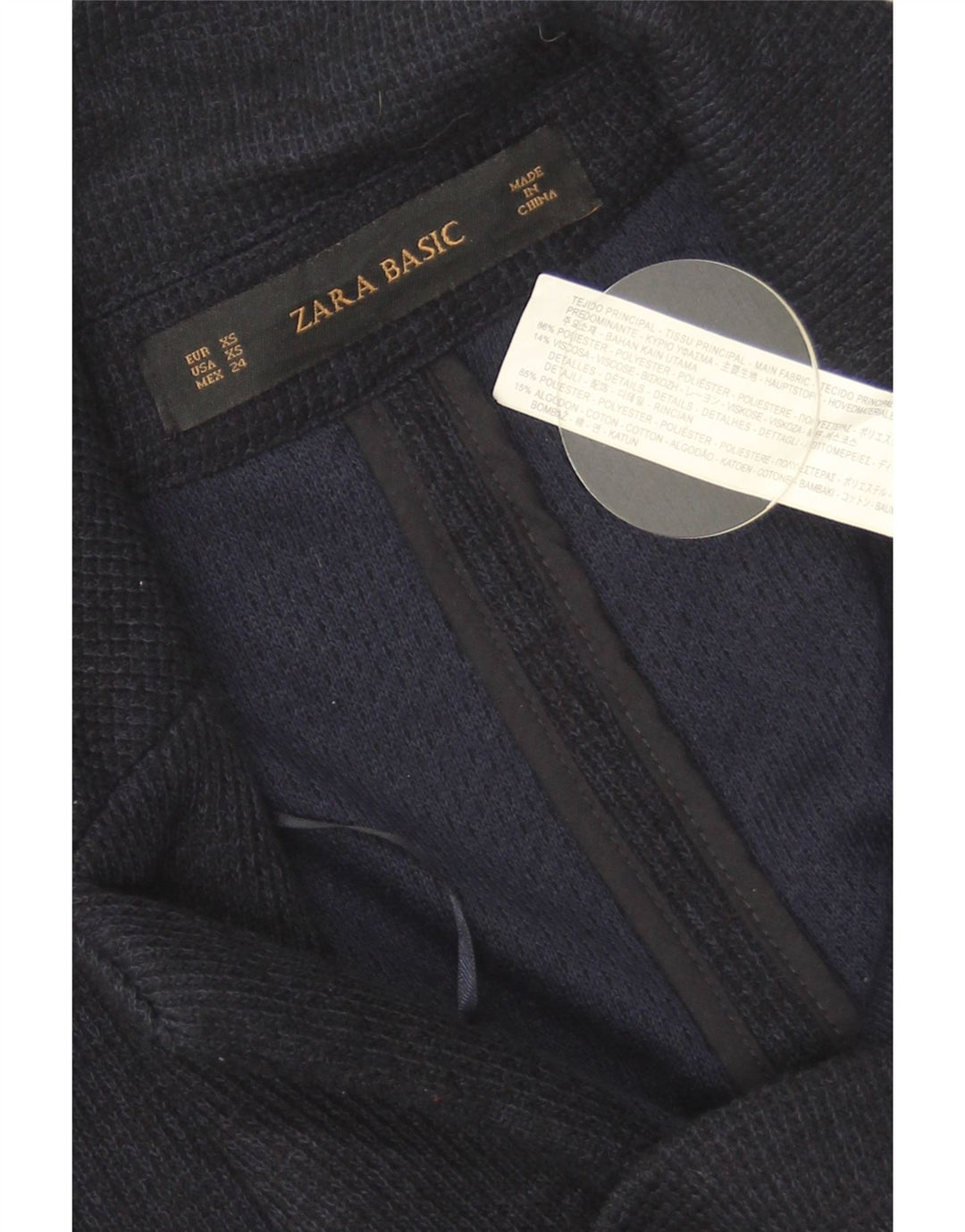 Zara Damen-Blazer, übergroß, 1 Knopf, Gr. 6, XS, Marineblau, Polyester