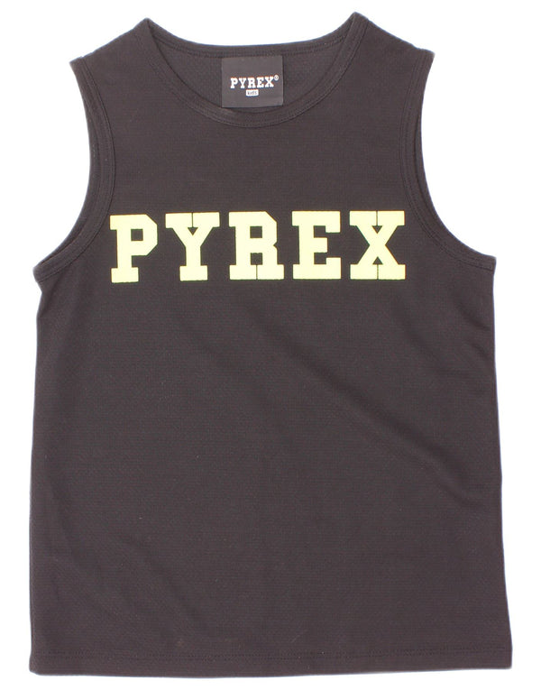 Pyrex Jungen-Top mit Grafik, 10–11 Jahre, Größe S, schwarzes Polyester