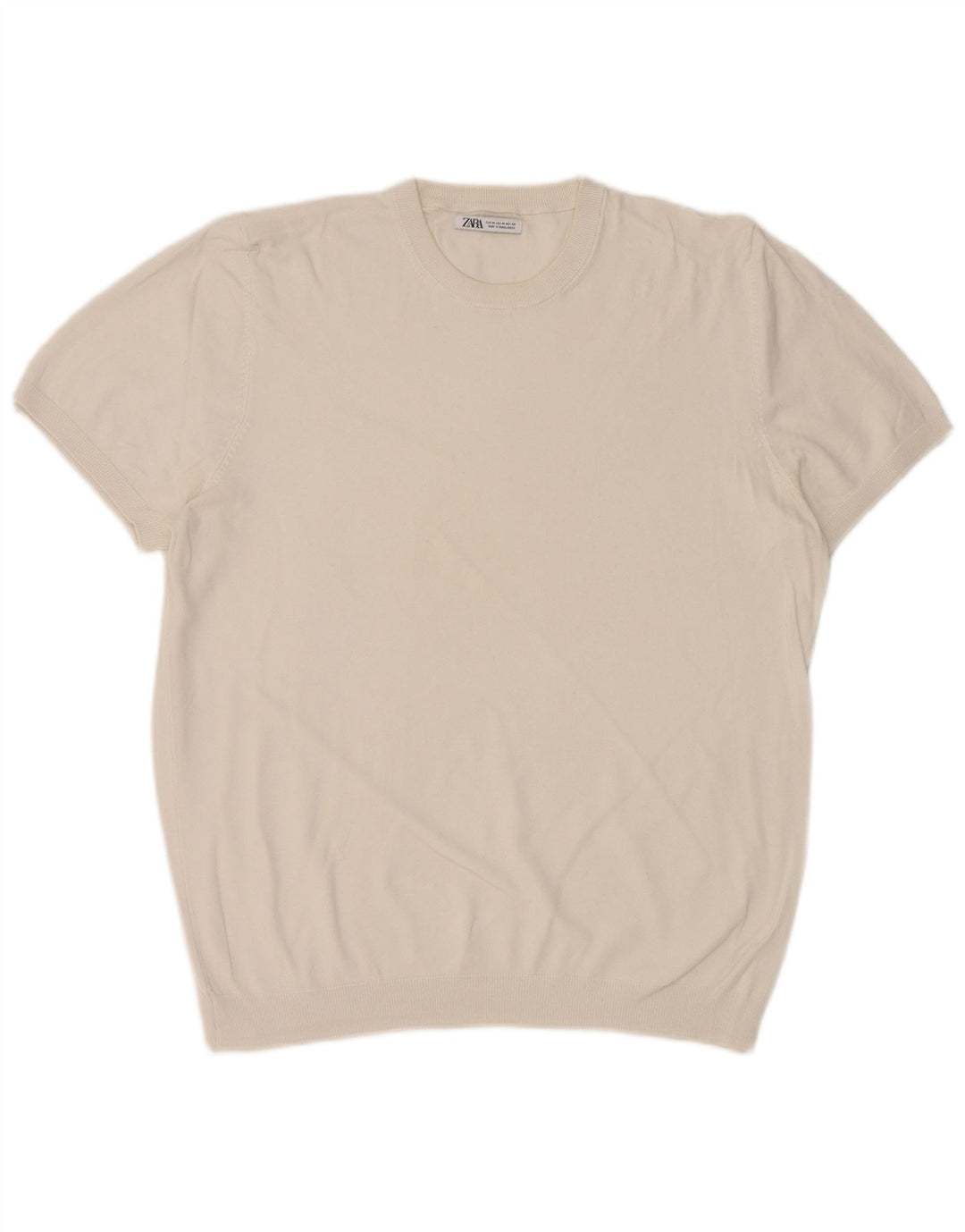 Zara Herren T-Shirt Top Mittelweiß
