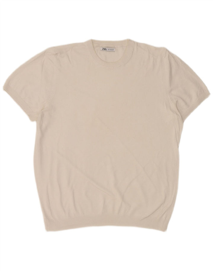 Zara Herren T-Shirt Top Mittelweiß