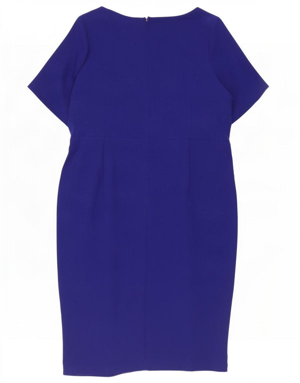 Marks & Spencer Damen Per Una Etuikleid mit Rüschen vorne UK 20 2XL Blau