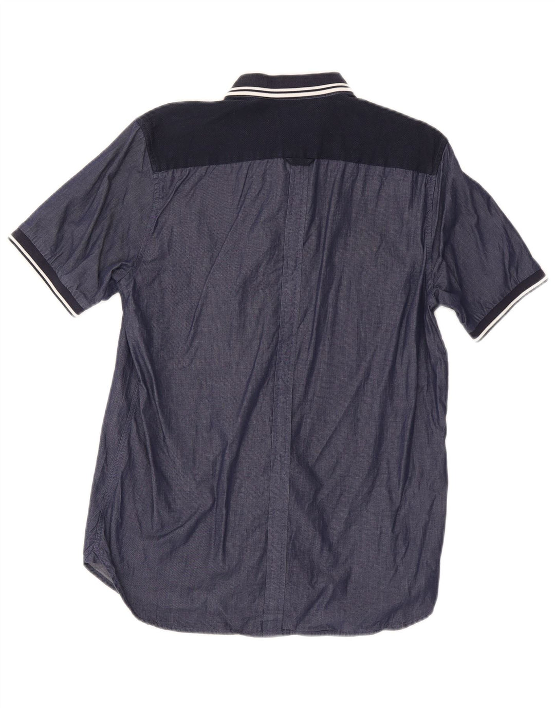 Fred Perry Herren-Kurzarmhemd aus mittelblauer, gestreifter Baumwolle