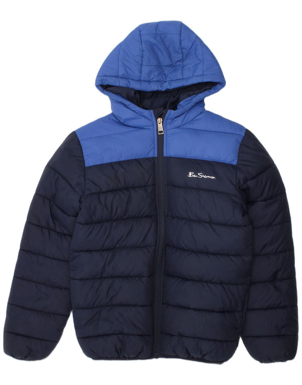 Wattierte Jacke für Jungen von Ben Sherman, 8–9 Jahre, marineblaues Colourblock-Polyamid