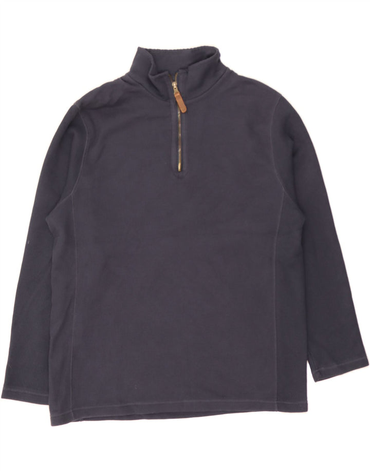 MOUNTAIN WAREHOUSE Mens Zip Neck Sweatshirt Jumper Large Navy Blue Cotton Vintage Mountain Warehouse and Second-Hand Mountain Warehouse from Messina Hembry 