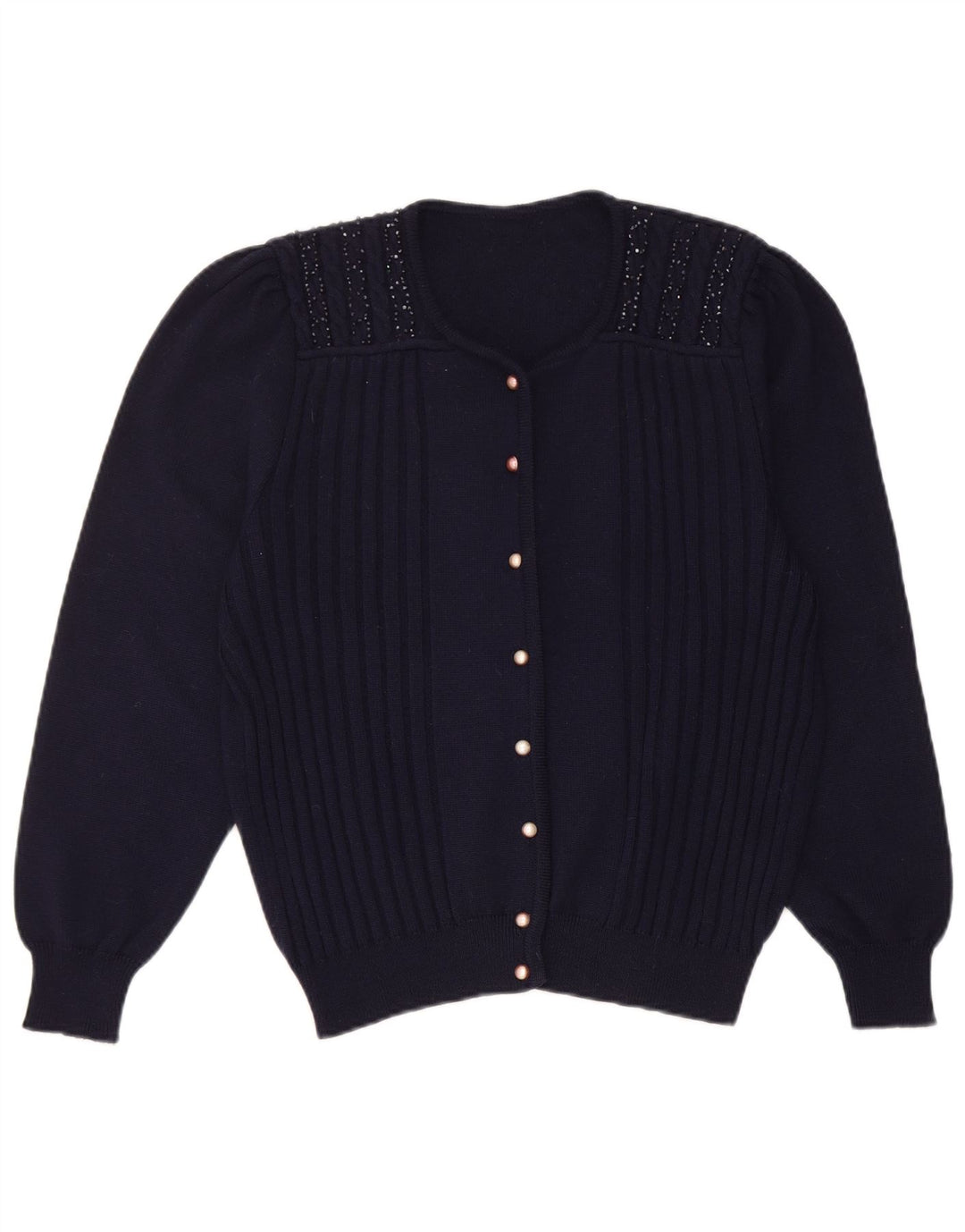 Vintage Damen Cardigan Pullover UK 14 Medium Marineblau