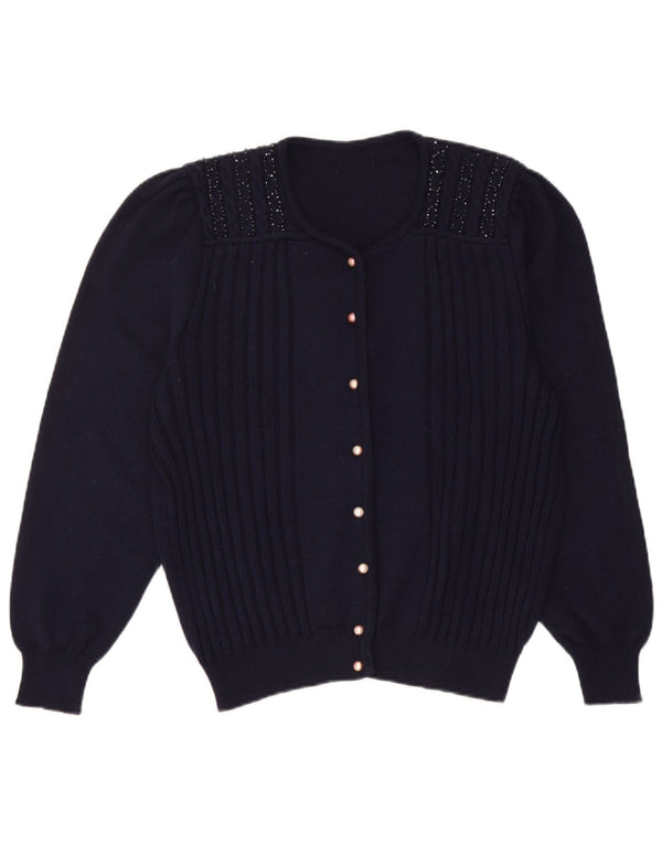 Vintage Damen Cardigan Pullover UK 14 Medium Marineblau