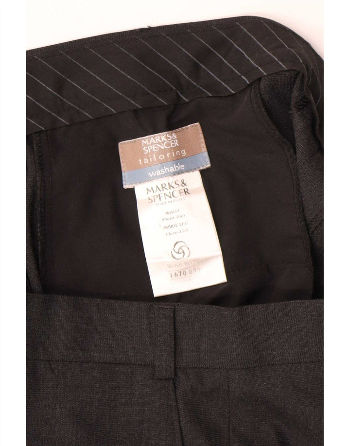 Marks & Spencer Herren maßgeschneiderte gerade Chinohose W36 L27 Schwarz