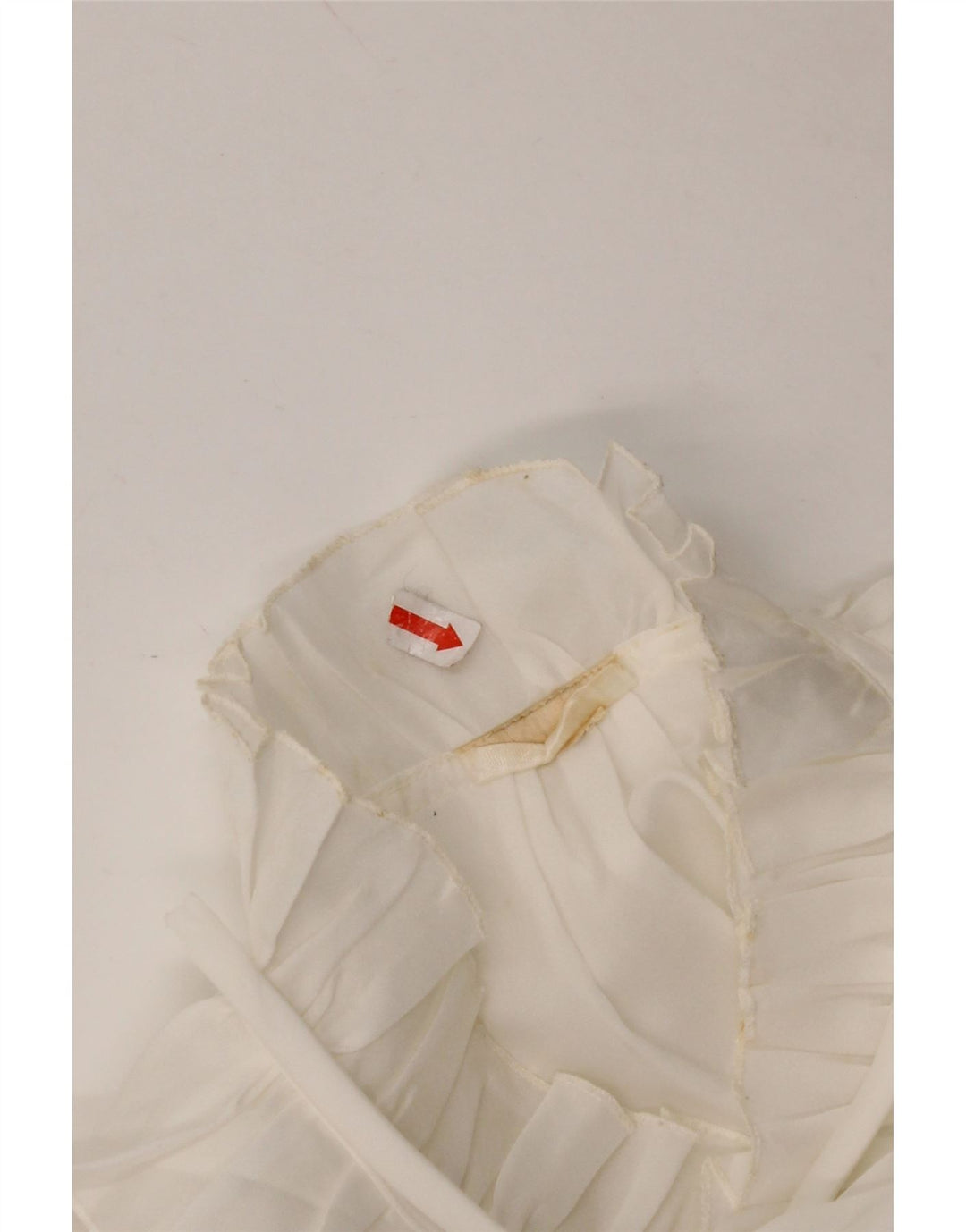 VINTAGE Damen Hemdbluse mit Rüschen vorne, UK 16, Groß, Weiß