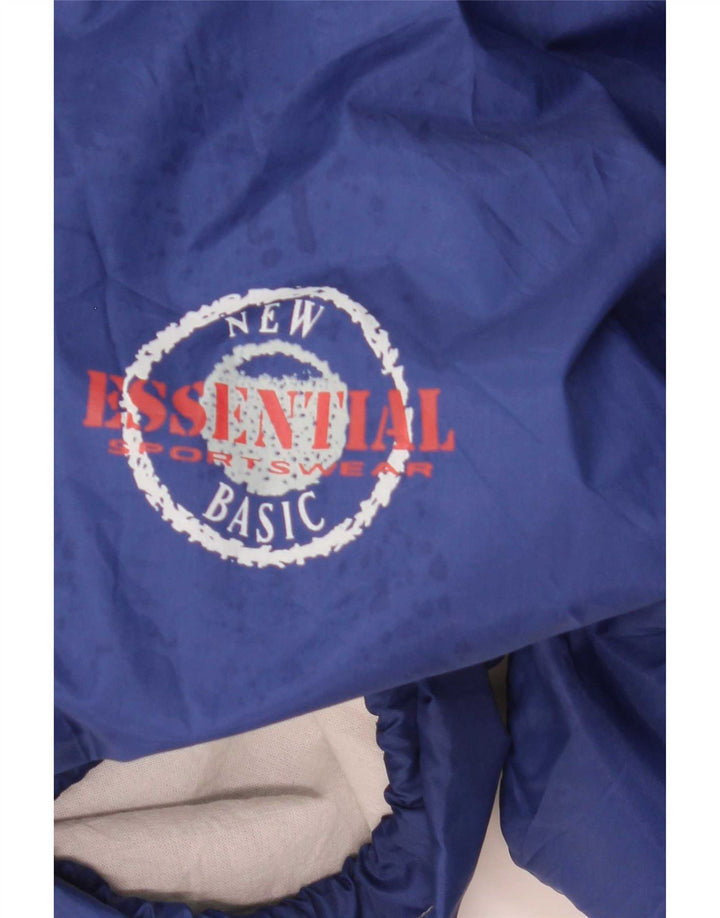 Essential Mens Graphic Hooded Rain Jacket UK 40 Large Blue Polyamid