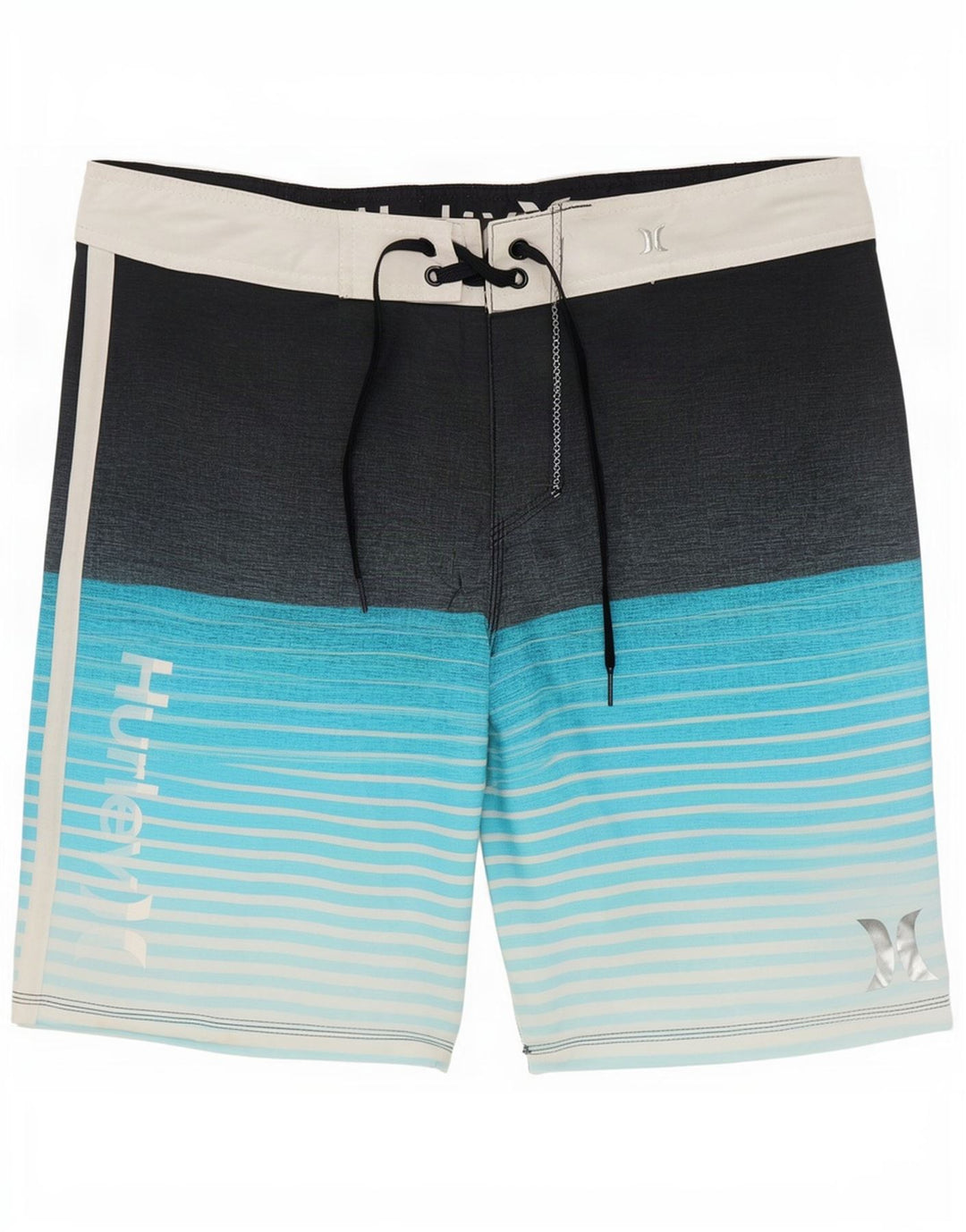 Hurley Herren-Badeshorts mit Grafik, mittelblau, gestreift, Polyester