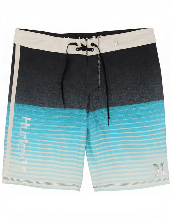 Hurley Herren-Badeshorts mit Grafik, mittelblau, gestreift, Polyester