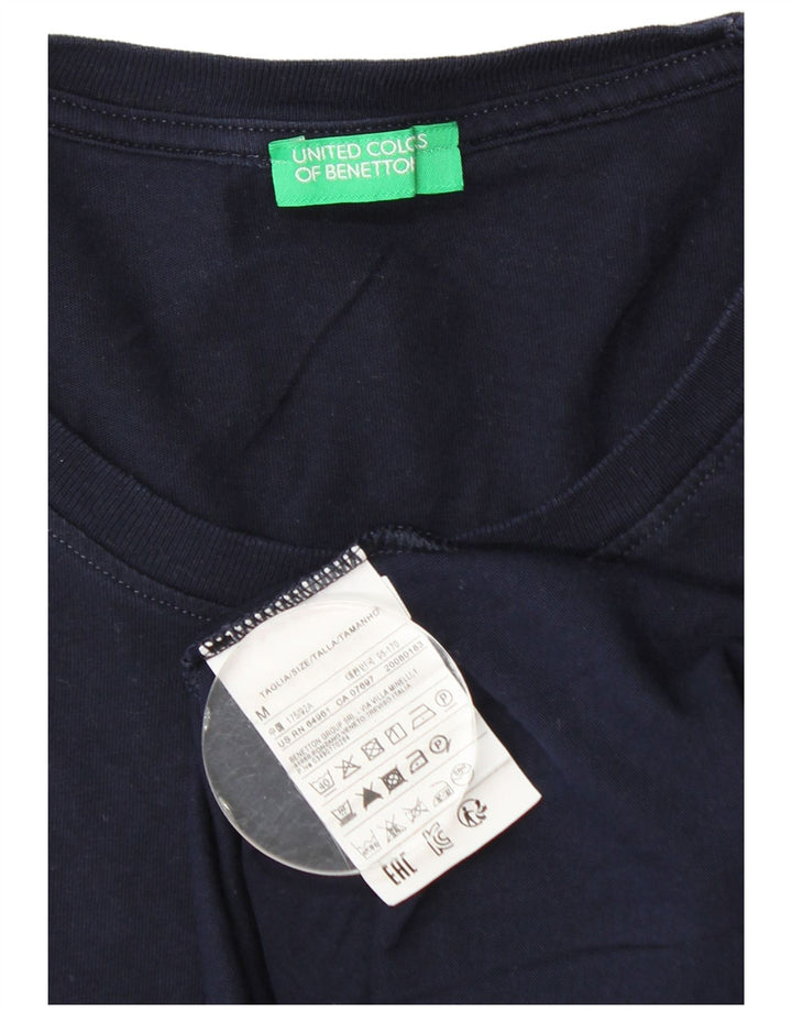 Benetton Herren-T-Shirt-Oberteil aus Baumwolle in mittlerem Marineblau
