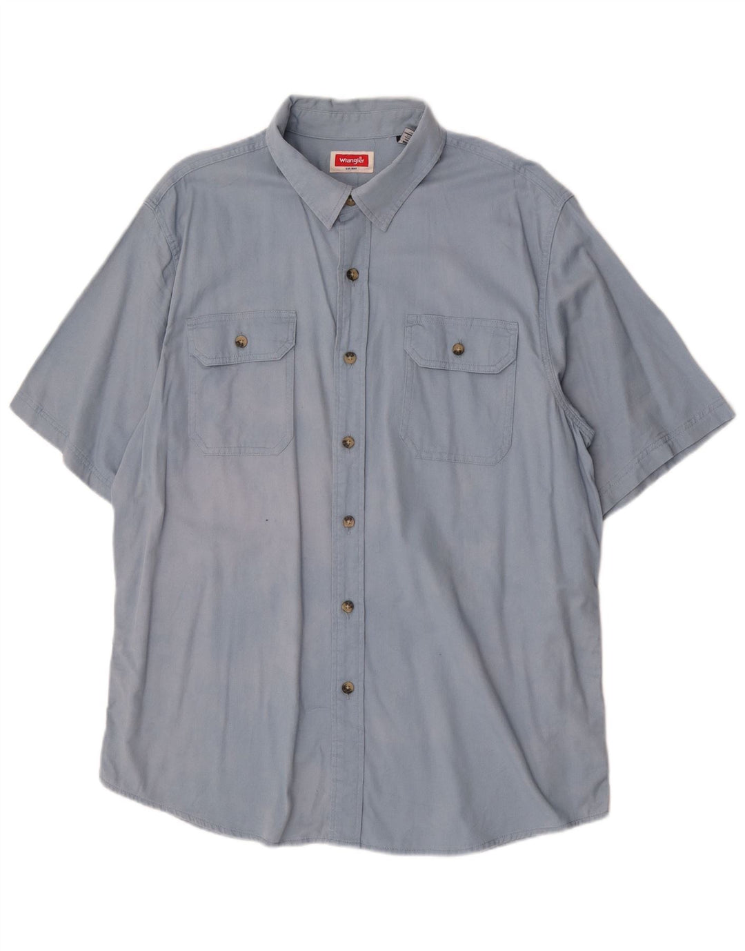 Wrangler Herren-Kurzarmhemd, groß, aus blauer Baumwolle