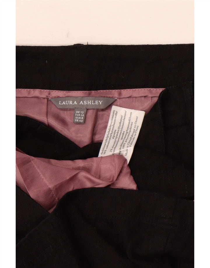 Laura Ashley Gerader Damenrock UK 12 Medium W34 Schwarze Baumwolle
