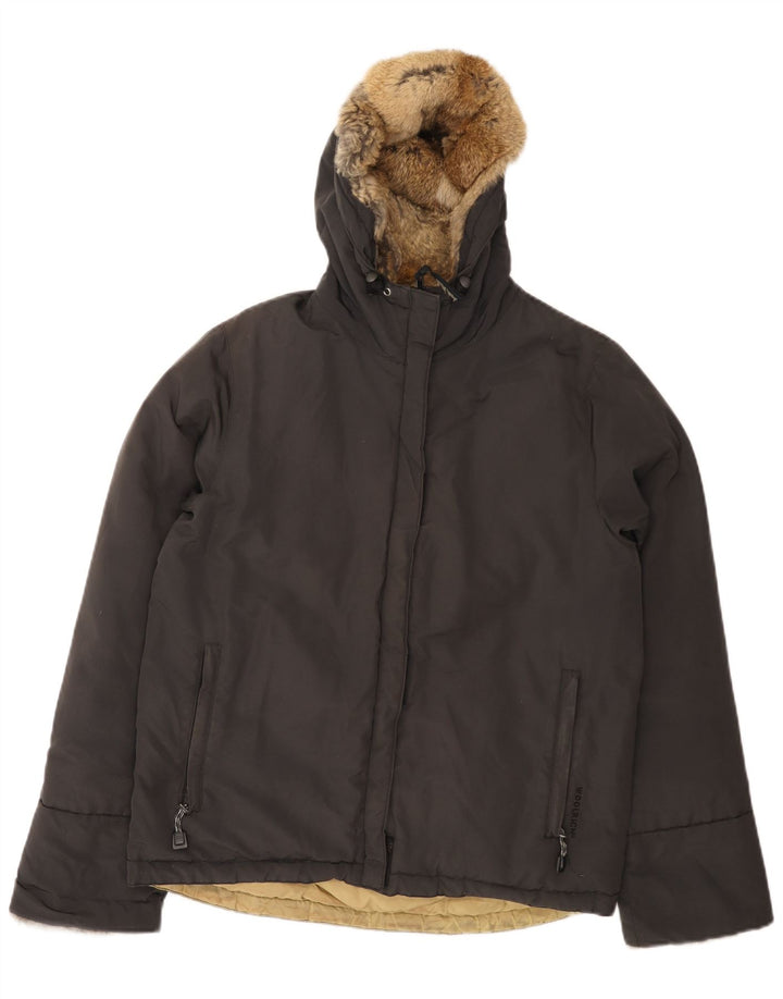 Woolrich Wattierte Damenjacke mit Kapuze, UK 14, Mittelschwarzes Nylon