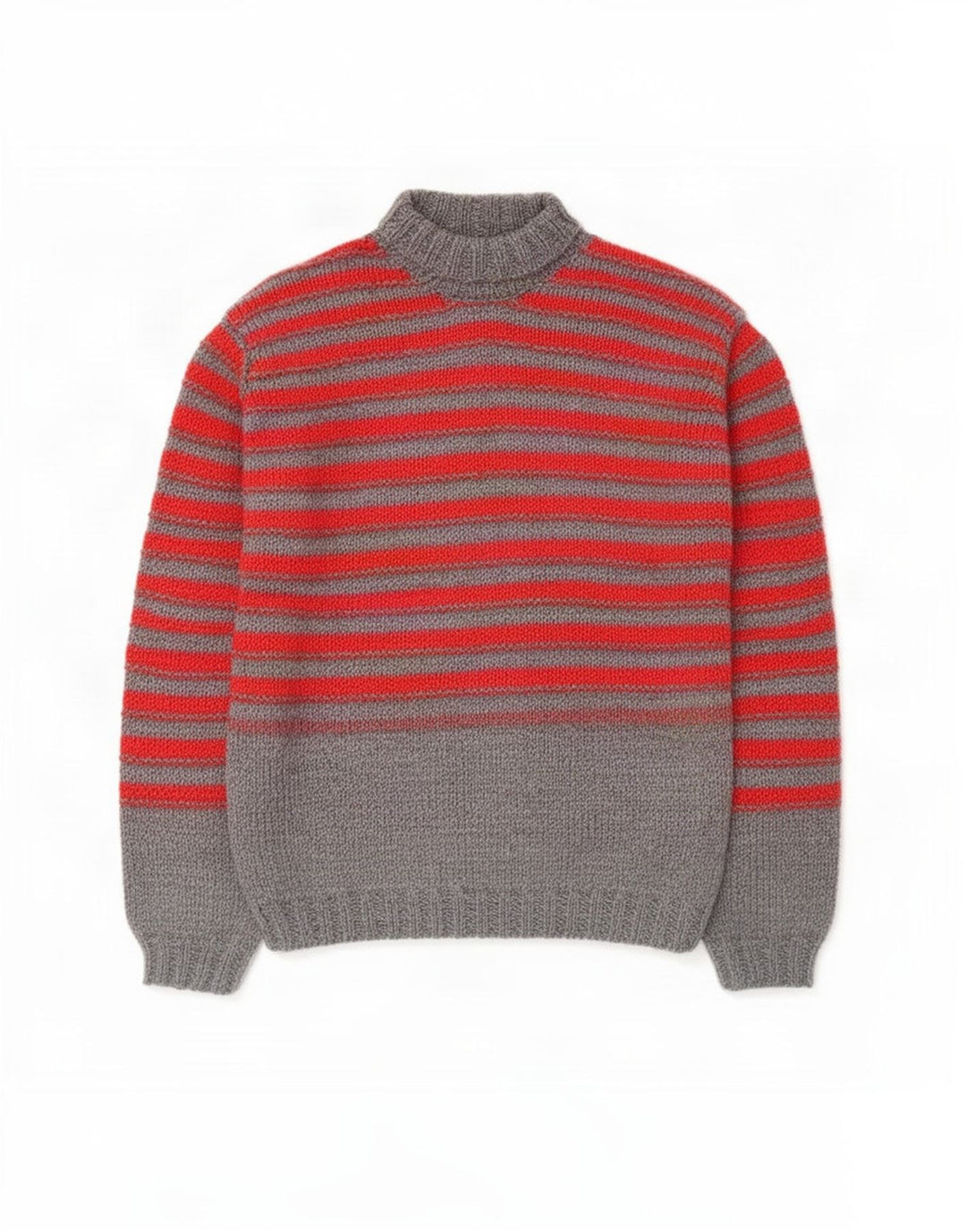 Vintage Herren Rollkragenpullover Mittelgrau gestreift