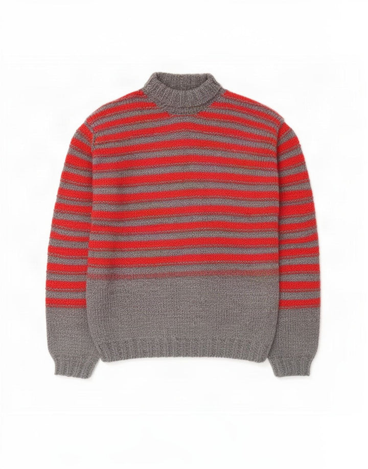 Vintage Herren Rollkragenpullover Mittelgrau gestreift