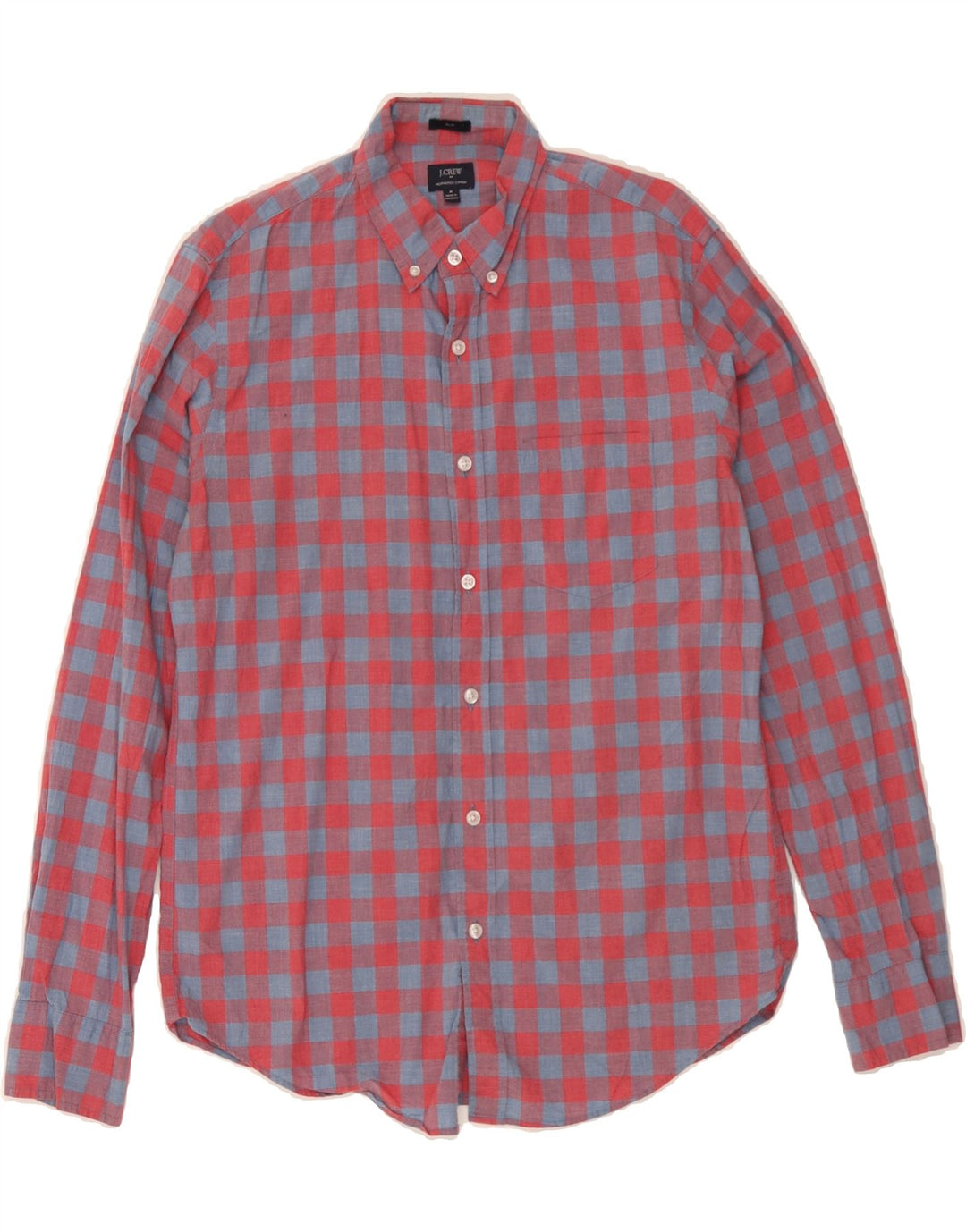 J. CREW Mens Slim Shirt Medium Red Gingham Cotton Vintage J. Crew and Second-Hand J. Crew from Messina Hembry 