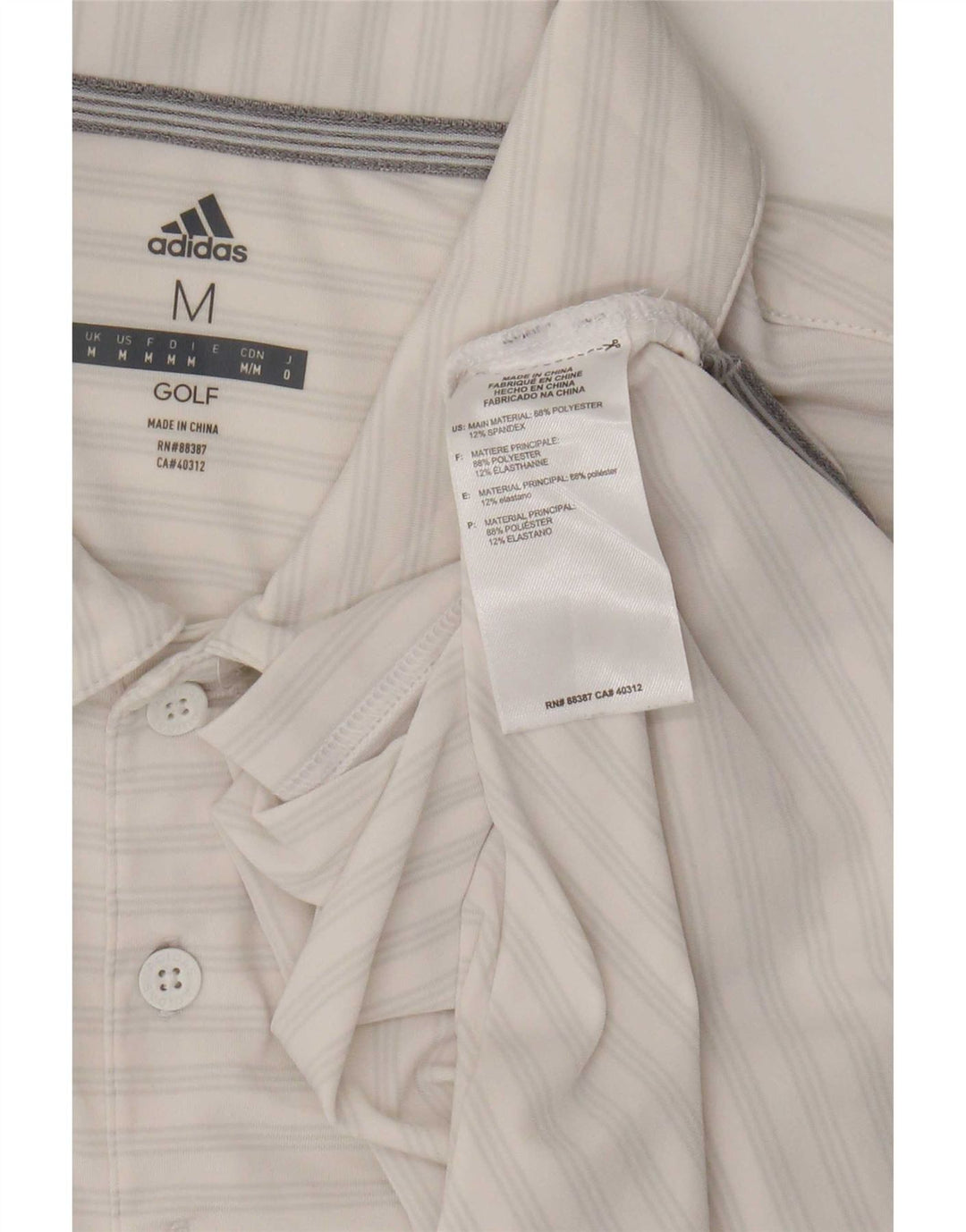 Adidas Herren Golf-Poloshirt, mittelweiß, gestreift, Polyester