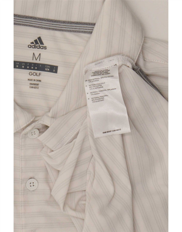 Adidas Herren Golf-Poloshirt, mittelweiß, gestreift, Polyester