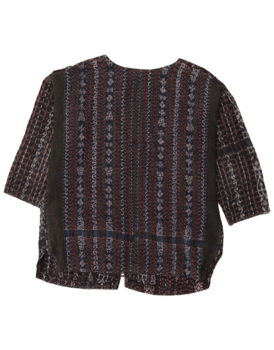 VINTAGE Damen 3/4-Ärmel-Hemdbluse UK 18 XL Schwarz gestreift