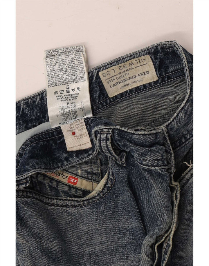 Diesel Herren Larkee Straight Jeans W32 L30 Blaue Baumwolle
