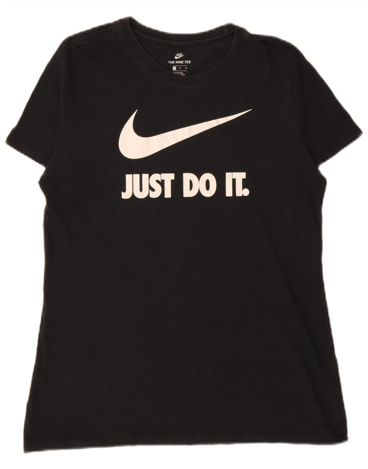Nike Damen Athletic Cut Graphic T-Shirt Top UK 14 Medium Schwarz