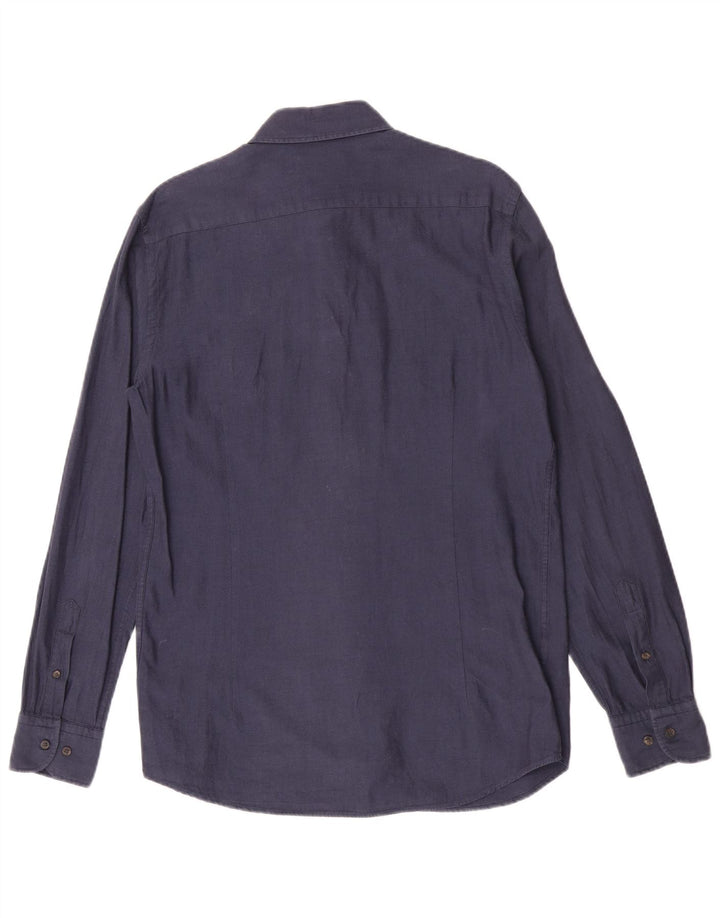 Massimo Dutti Herrenhemd aus mittelblauer Baumwolle in Marineblau