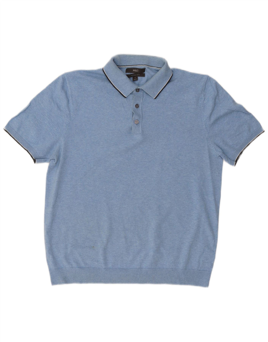 Marks & Spencer Herren Kurzarm-Polo-Pullover in Mittelblau