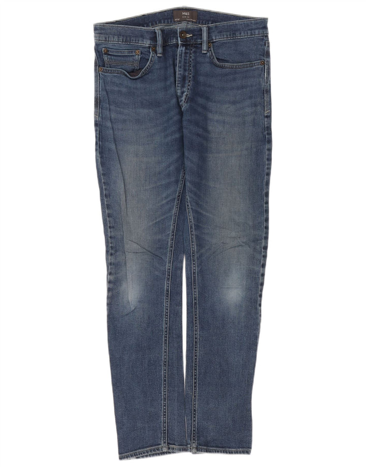Marks & Spencer Herren Slim Jeans W32 L31 Blaue Baumwolle