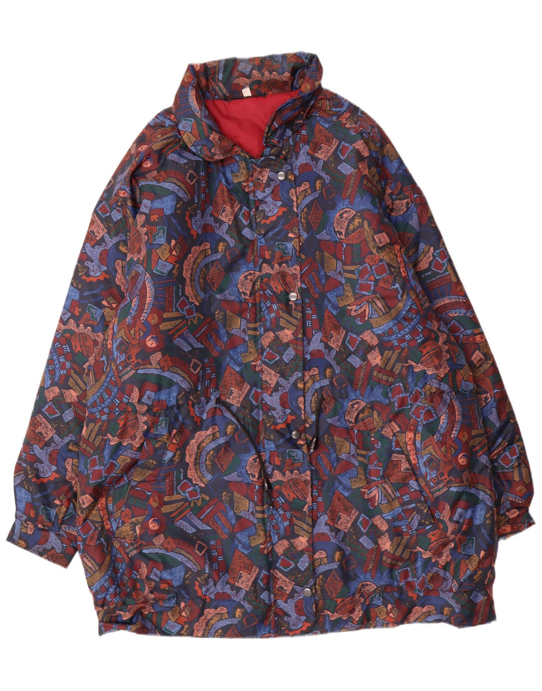 VINTAGE Damen Windjacke Mantel UK 16 Groß Mehrfarbig Geometrisch