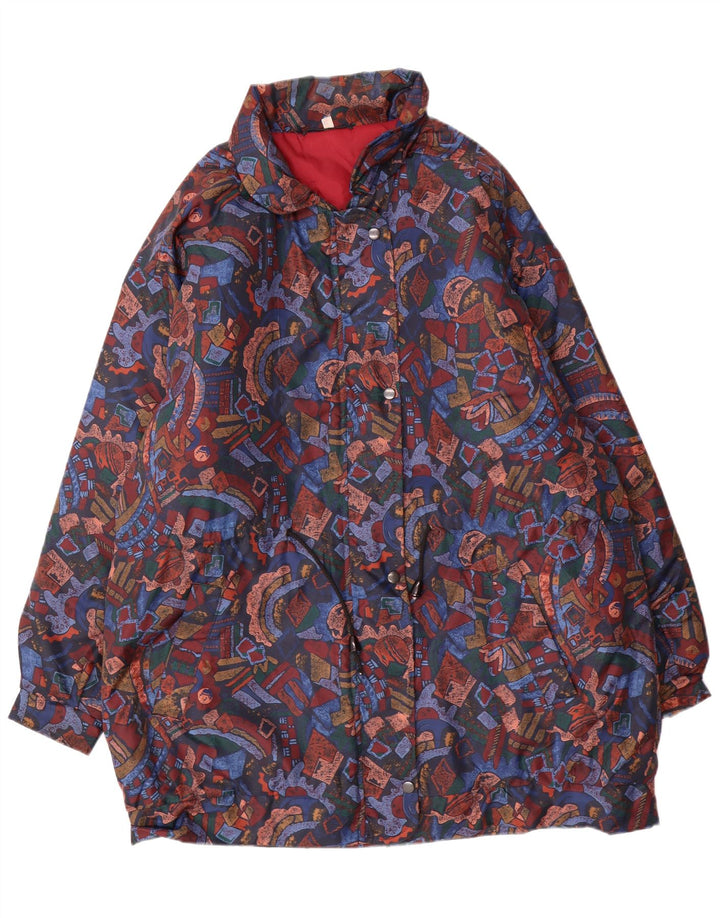 VINTAGE Damen Windjacke Mantel UK 16 Groß Mehrfarbig Geometrisch