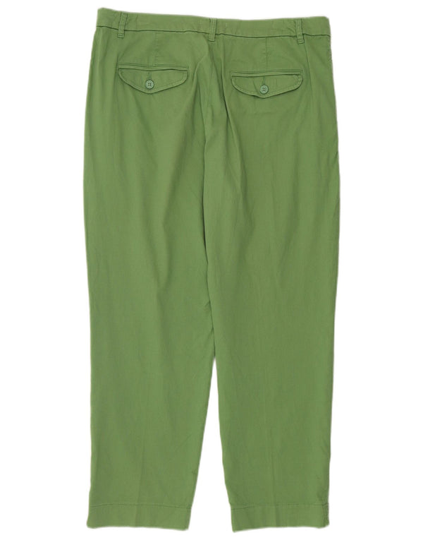 BENETTON Gerade Chino-Hose für Damen, UK 14, Größe L W32 L26, grüne Baumwolle