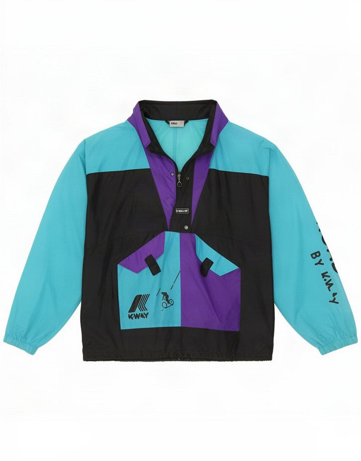 K-Way Herren Grafik-Pullover-Regenjacke UK 40 Large Black Colourblock