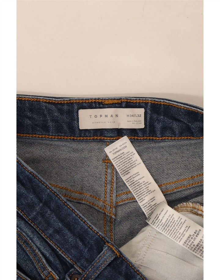 TOPSHOP Herren Slim Jeans W34 L30 Blaue Baumwolle