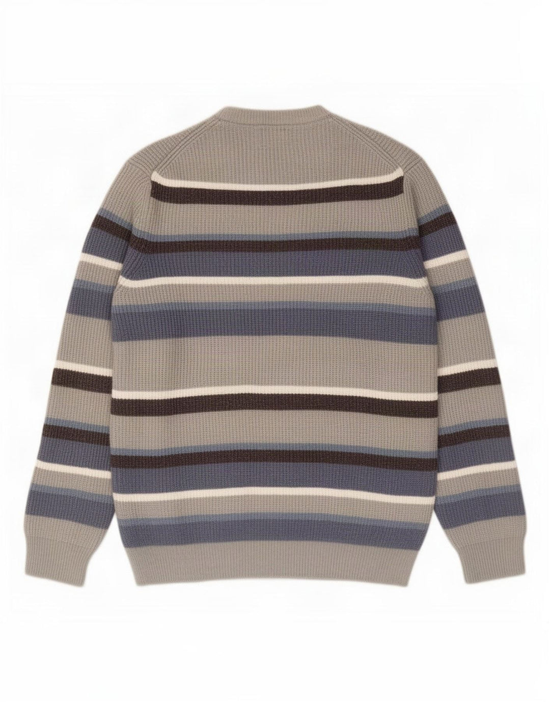 Marks & Spencer Herren-Pullover mit Rundhalsausschnitt, groß, grau gestreift, Polyester