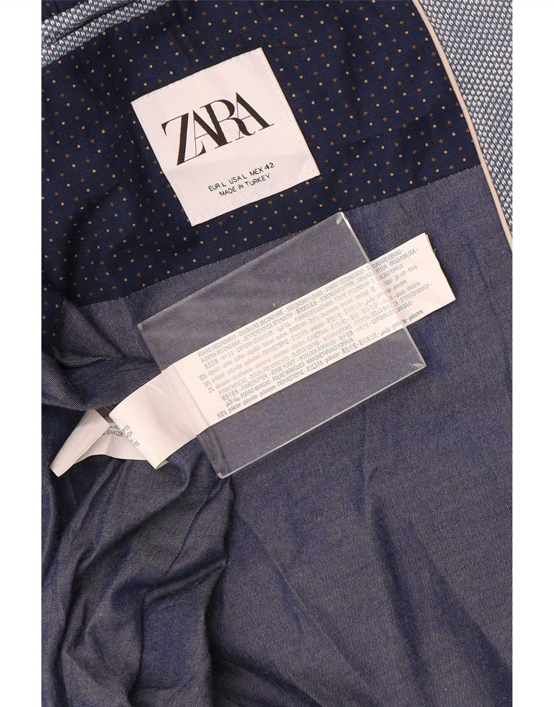 Zara Herren-Blazer mit 2 Knöpfen, Gr. 40, Größe L, Blau, Baumwolle