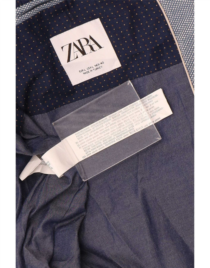 Zara Herren-Blazer mit 2 Knöpfen, Gr. 40, Größe L, Blau, Baumwolle