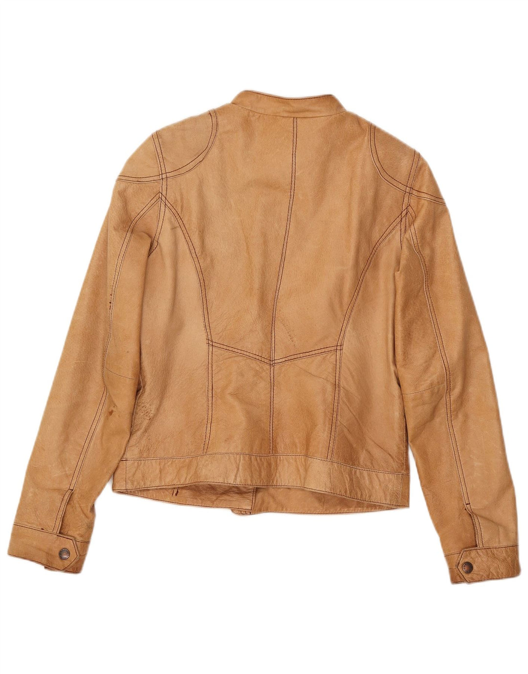 Vintage Damen Lederjacke UK 12 Medium Beige Leder