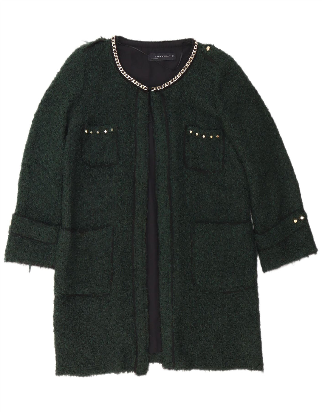 Zara Damen Mantel UK 16 Large Grün Acryl