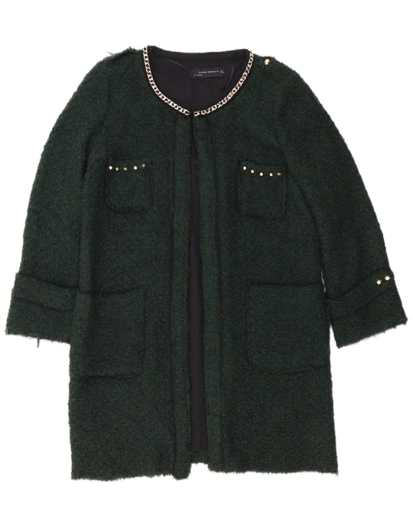 Zara Damen Mantel UK 16 Large Grün Acryl