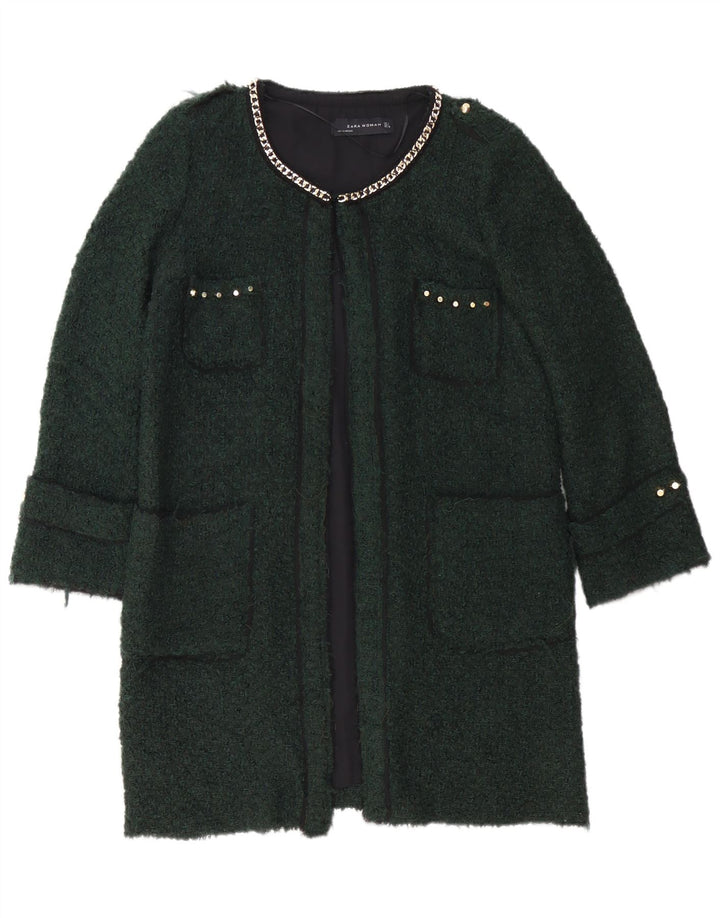 Zara Damen Mantel UK 16 Large Grün Acryl