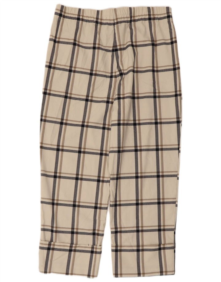 Zara Damen Kurze Hose XL W32 L24 Weiß kariertes Polyester
