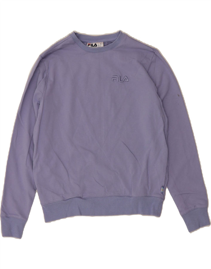 FILA Womens Oversized Sweatshirt Jumper UK 10 Small Purple Cotton Vintage Fila and Second-Hand Fila from Messina Hembry 