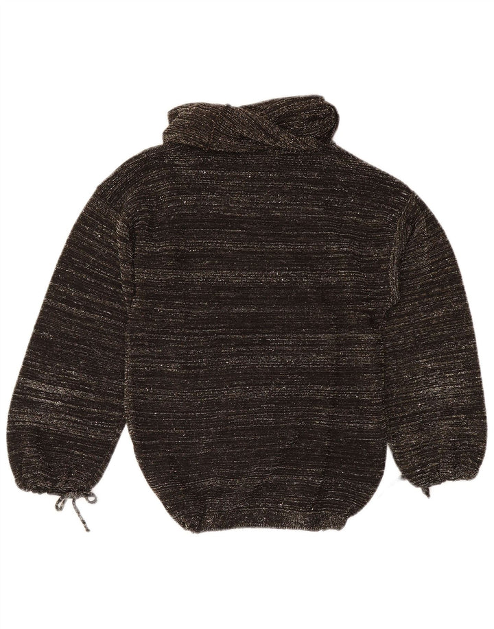 Vintage Damen Rollkragenpullover Pullover EU 40 Medium Schwarz meliert
