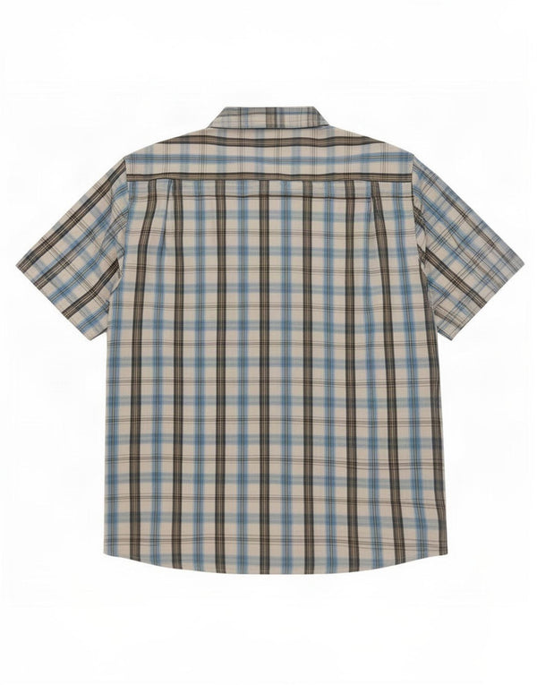 Paul Smith Herren-Kurzarmhemd, Größe 43/44 XL, blau kariert